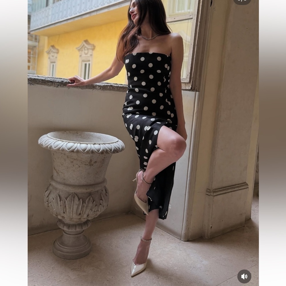 Zara ZW Collection Strapless Polka Dot Dress - Picture 2 of 10